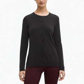 Casual and elegant black button cardigan lightweight