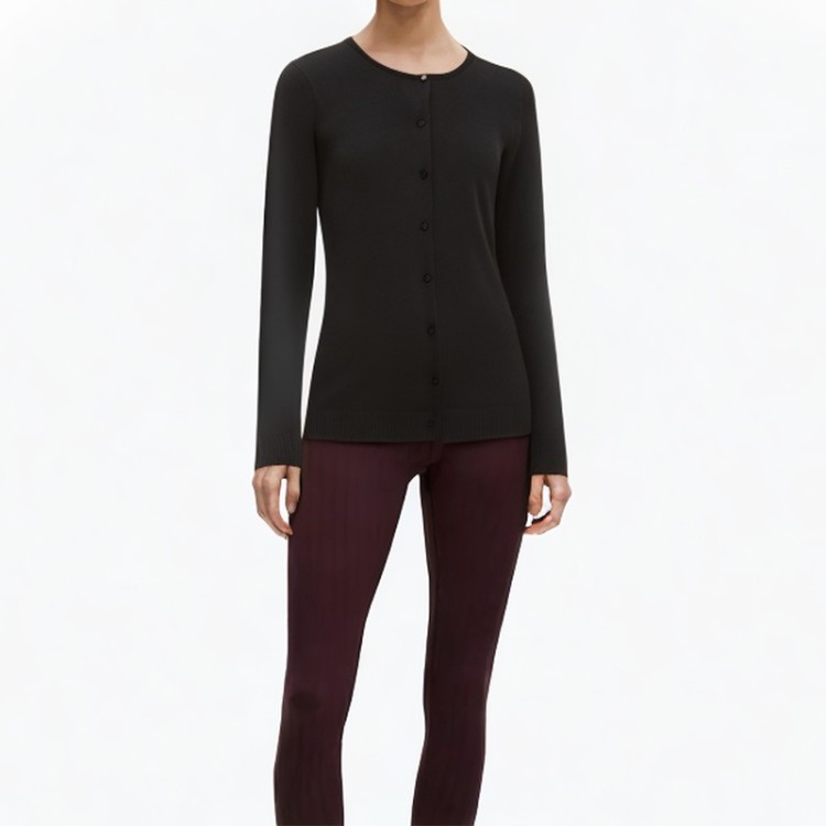 Casual and elegant black button cardigan lightweight