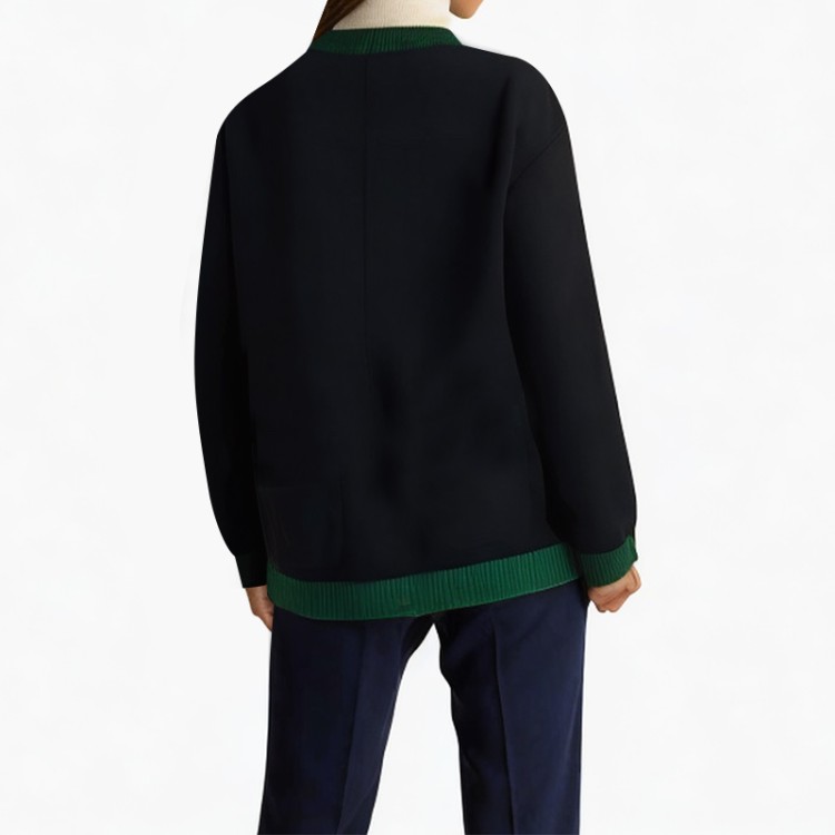 Black V-neck heart cardigan sweater