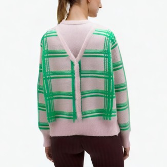Green v-neck button cardigan sweater
