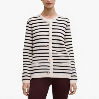 Striped breathable women's cardigan sweater