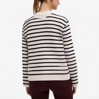 Striped breathable women's cardigan sweater