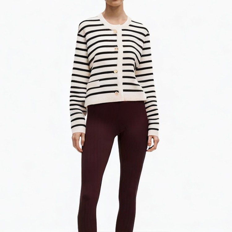 Striped breathable women's cardigan sweater