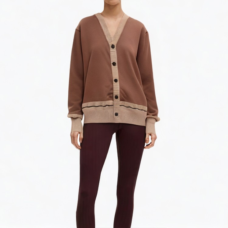 Embroidered classic button cardigan sweater