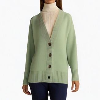 Cashmere button front wool cardigan sweater