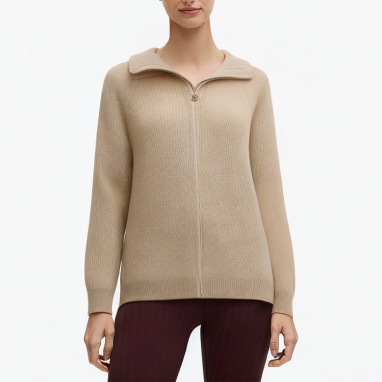 lapel zipper thick knitted cardigan sweater