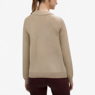 lapel zipper thick knitted cardigan sweater