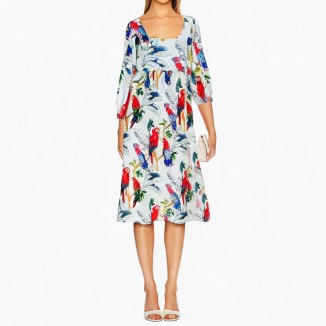Printed dress skirt fashionable mid-sleeve loose