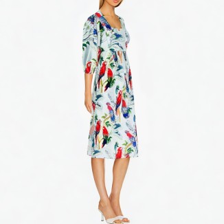 Printed dress skirt fashionable mid-sleeve loose