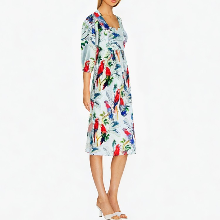 Printed dress skirt fashionable mid-sleeve loose