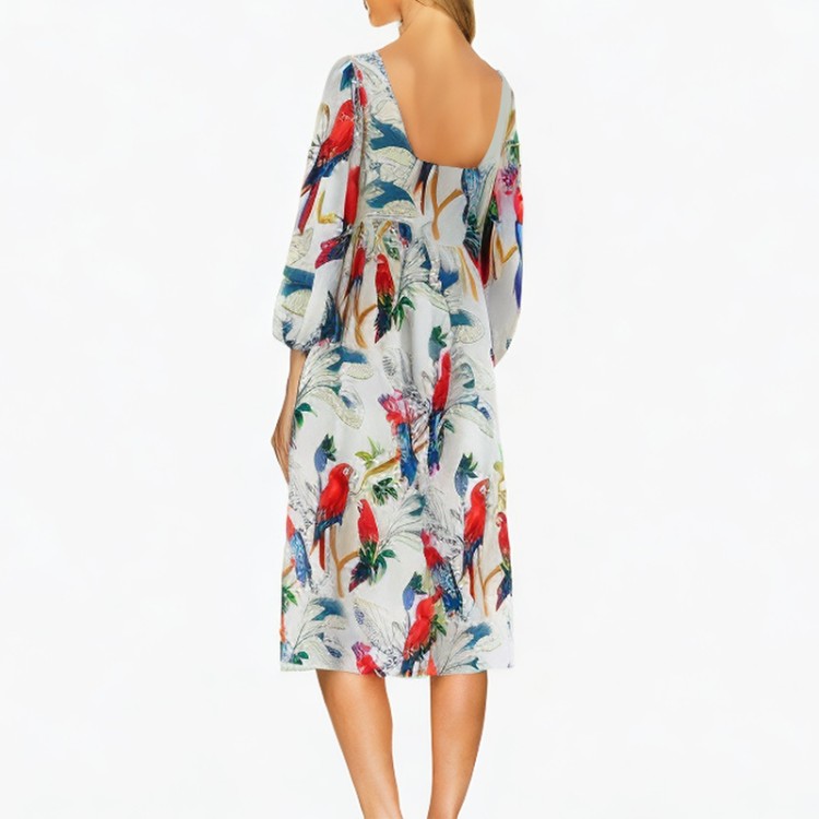 Printed dress skirt fashionable mid-sleeve loose