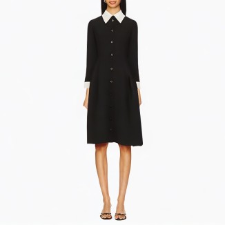 Deep V Sexy Pleated Long Sleeve Dress