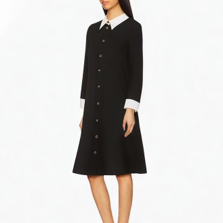 Deep V Sexy Pleated Long Sleeve Dress