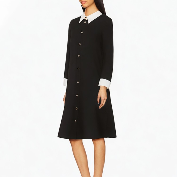 Deep V Sexy Pleated Long Sleeve Dress