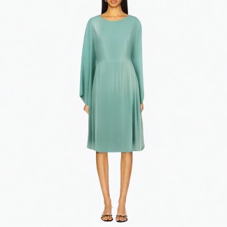 solid color dress loose elegant blue long skirt