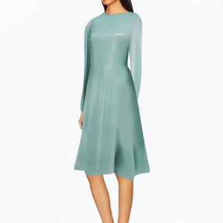 solid color dress loose elegant blue long skirt