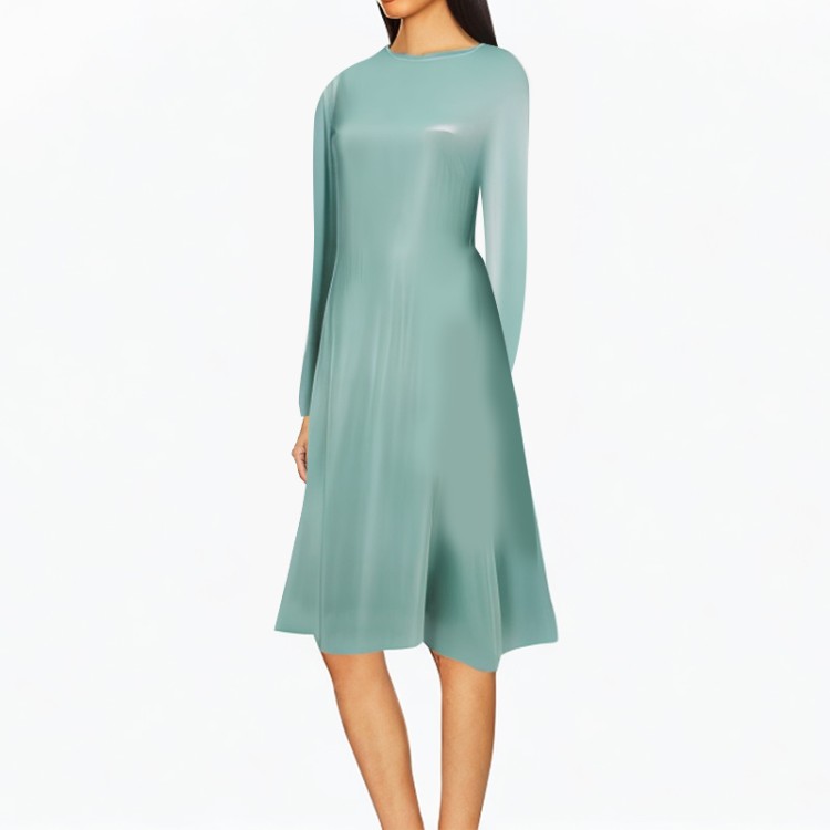 solid color dress loose elegant blue long skirt