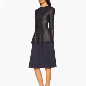 Fashion sequin dress round neck hollow elegant