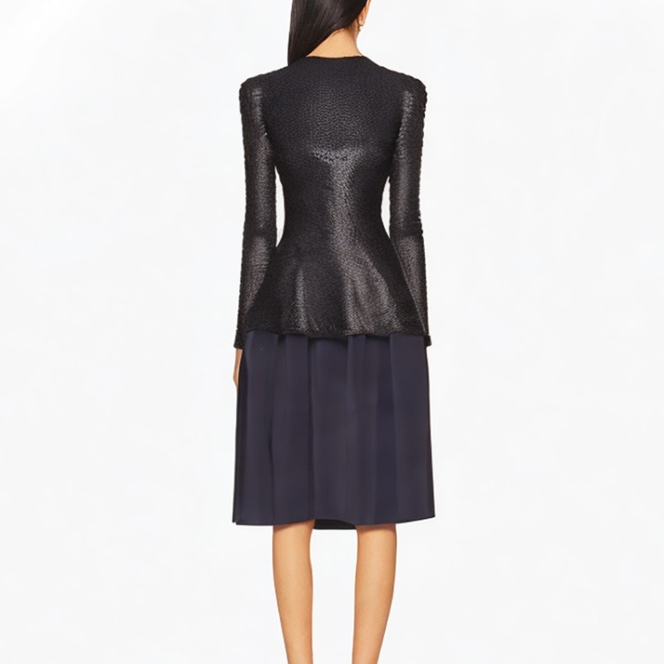 Fashion sequin dress round neck hollow elegant
