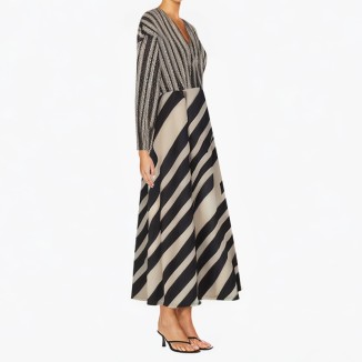 Fashion patchwork dress retro v-neck