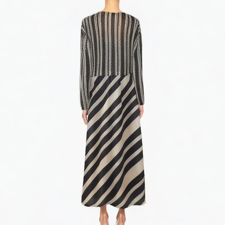 Fashion patchwork dress retro v-neck