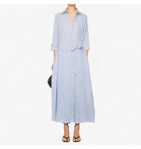 Fashion striped casual dress retro long sleeve