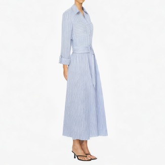 Fashion striped casual dress retro long sleeve