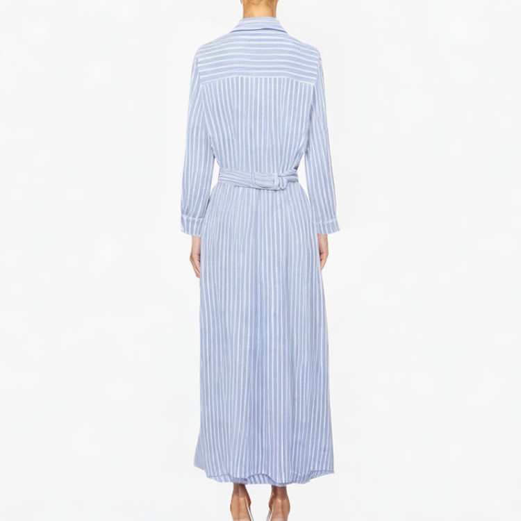 Fashion striped casual dress retro long sleeve
