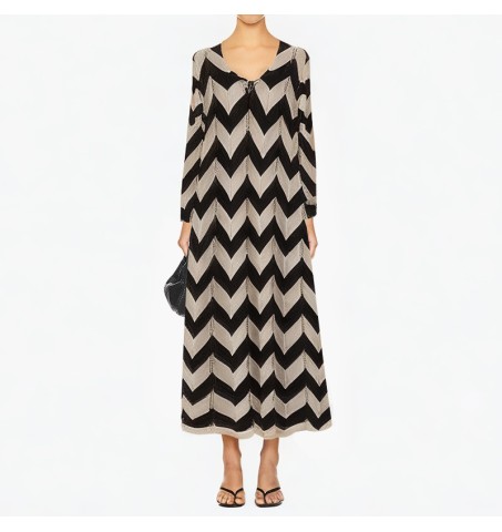 Black and white pattern casual fashion dress