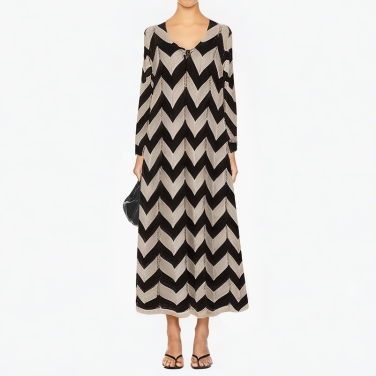 Black and white pattern casual fashion dress