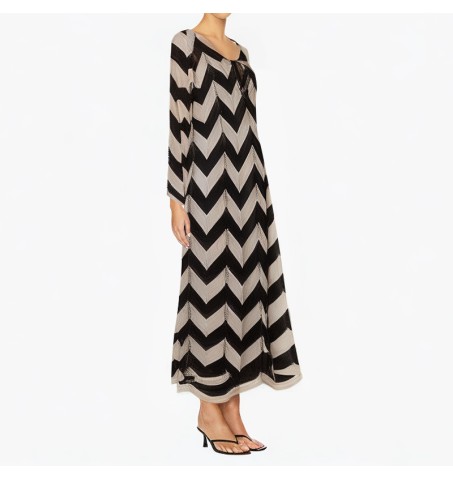 Black and white pattern casual fashion dress