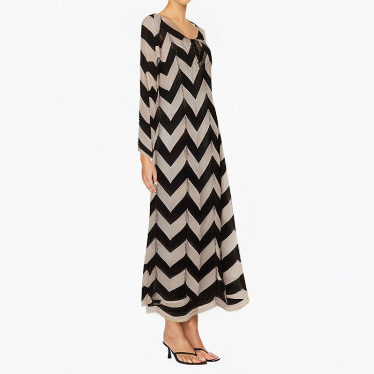 Black and white pattern casual fashion dress
