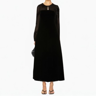 Round neck long-sleeved black casual fashion dress