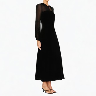 Round neck long-sleeved black casual fashion dress