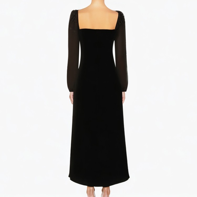 Round neck long-sleeved black casual fashion dress