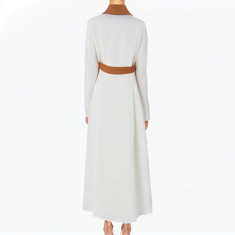 Casual contrast collar button waist dress