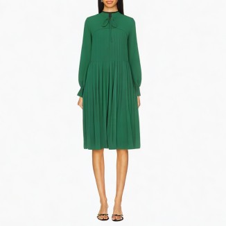 solid color pleated fashion casual dress