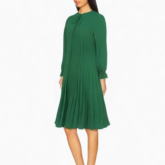 solid color pleated fashion casual dress