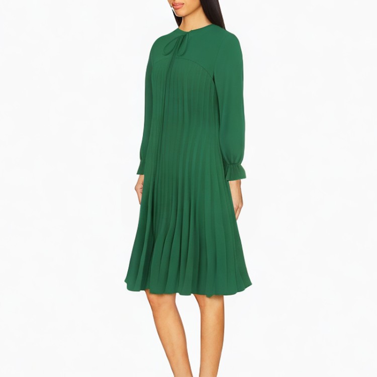 solid color pleated fashion casual dress