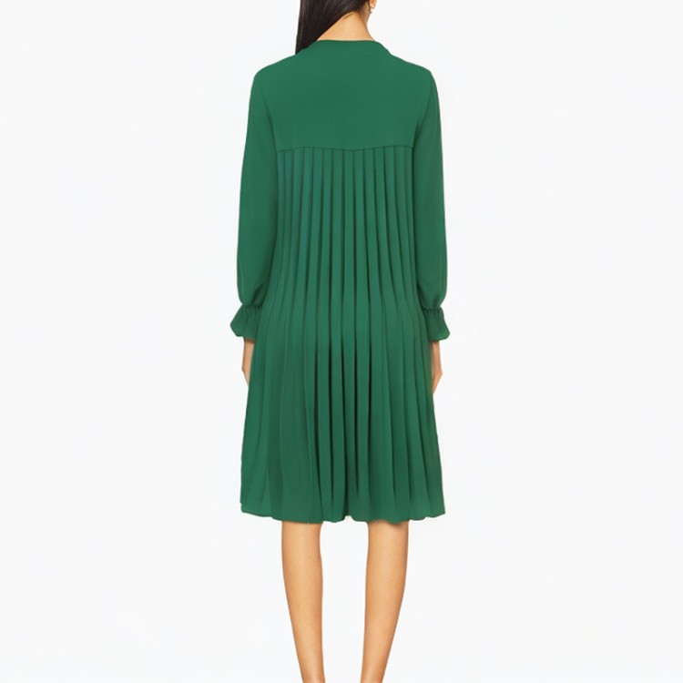 solid color pleated fashion casual dress