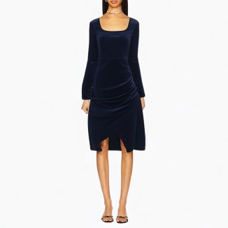 Velvet hip-wrapped one-step dress