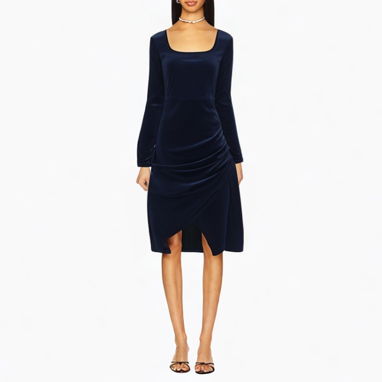 Velvet hip-wrapped one-step dress