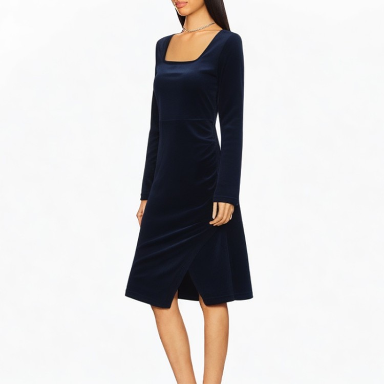 Velvet hip-wrapped one-step dress