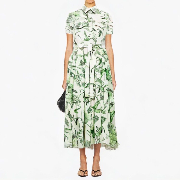 High-quality cotton floral beach dress