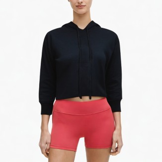 Loose and fashionable short drawstring hoodie