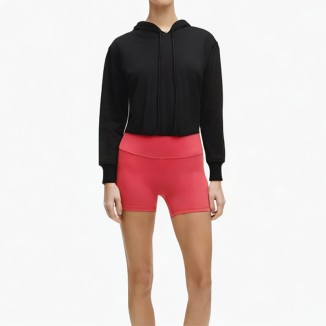 Loose and fashionable short drawstring hoodie