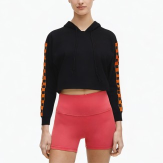 Loose casual drawstring short hoodie