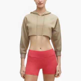 solid color loose casual drawstring short hoodie