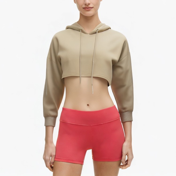 solid color loose casual drawstring short hoodie