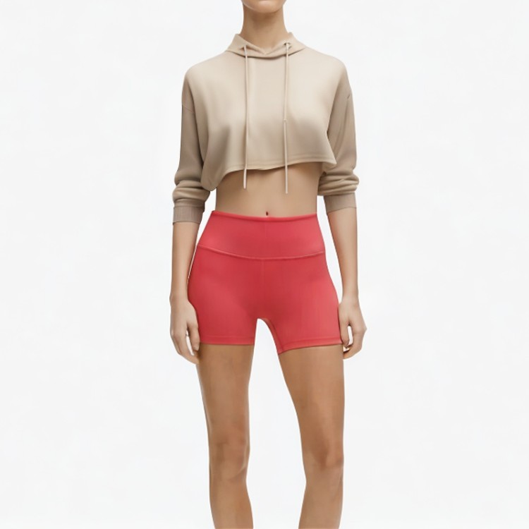 solid color loose casual drawstring short hoodie